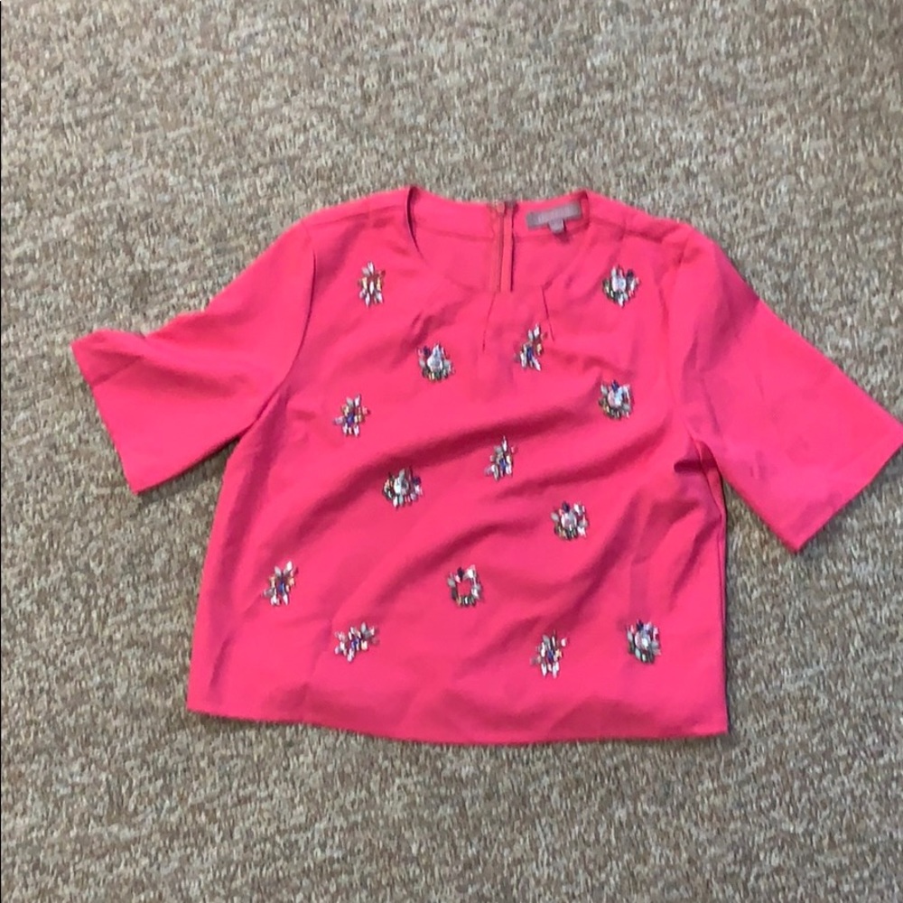 Fuchsia Pink Cropped Formal Blouse